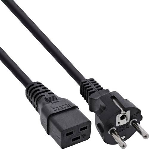 InLine® Netzkabel 16A, Schutzkontakt gerade/Kaltgerätestecker IEC320/C19, 0,5m Kabel Stromkabel