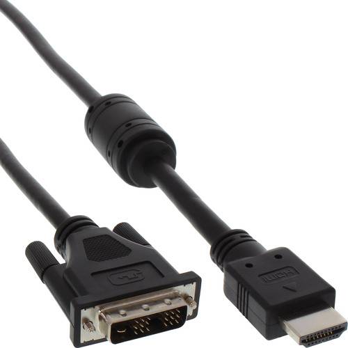 InLine® HDMI-DVI Adapterkabel, 19pol Stecker auf 18+1 Stecker, mit Ferrit, 3m Kabel Adapter- /