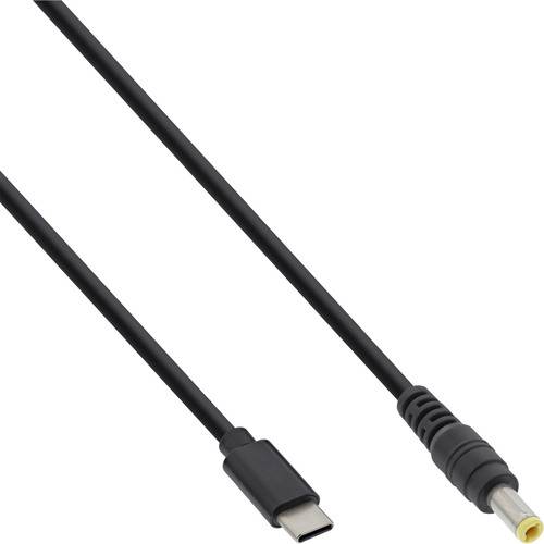 Zwei schwarze Ladekabel: eines mit einem USB-C-Anschluss und das andere mit einer Hohlsteckerdose, die für elektronische Geräte verwendet werden.