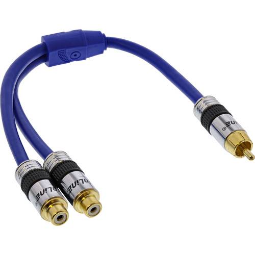 InLine® Cinch-Y-Kabel, PREMIUM, 1x Cinch Stecker zu 2x Buchse, 0,25m Kabel Audio- / Videokabel &