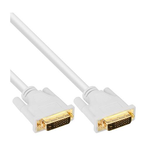 Dual-Link-DVI-Kabel mit weißen Steckern, verwendet zum Verbinden digitaler Displays mit Videoquellen, mit vergoldeter Schnittstelle.