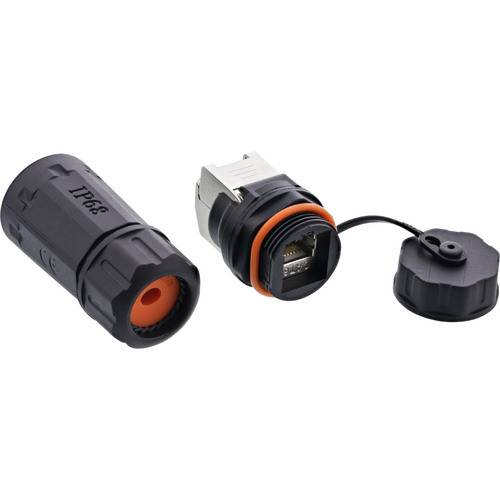 InLine® Patchkabelbuchse, RJ45 Cat.6A, IP68, für Industrie, mit Staubkappe Adapter / Konverter /