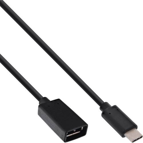 USB-C-auf-USB-A-Adapterkabel mit einem USB-C-Anschluss an einem Ende und einem USB-A-Anschluss am anderen Ende, das zum Verbinden verschiedener Geräte verwendet wird.