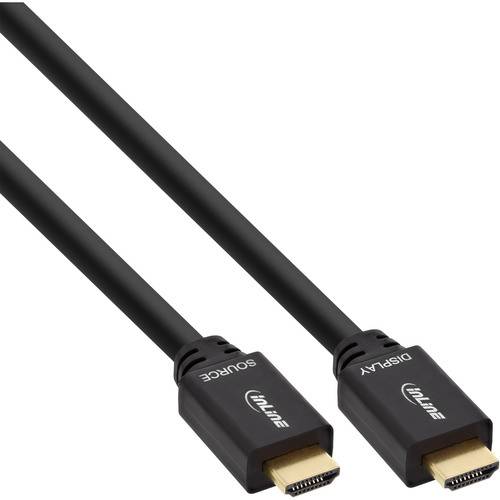 Zwei schwarze HDMI-Kabel mit vergoldeten Anschlüssen, beschriftet mit „Quelle