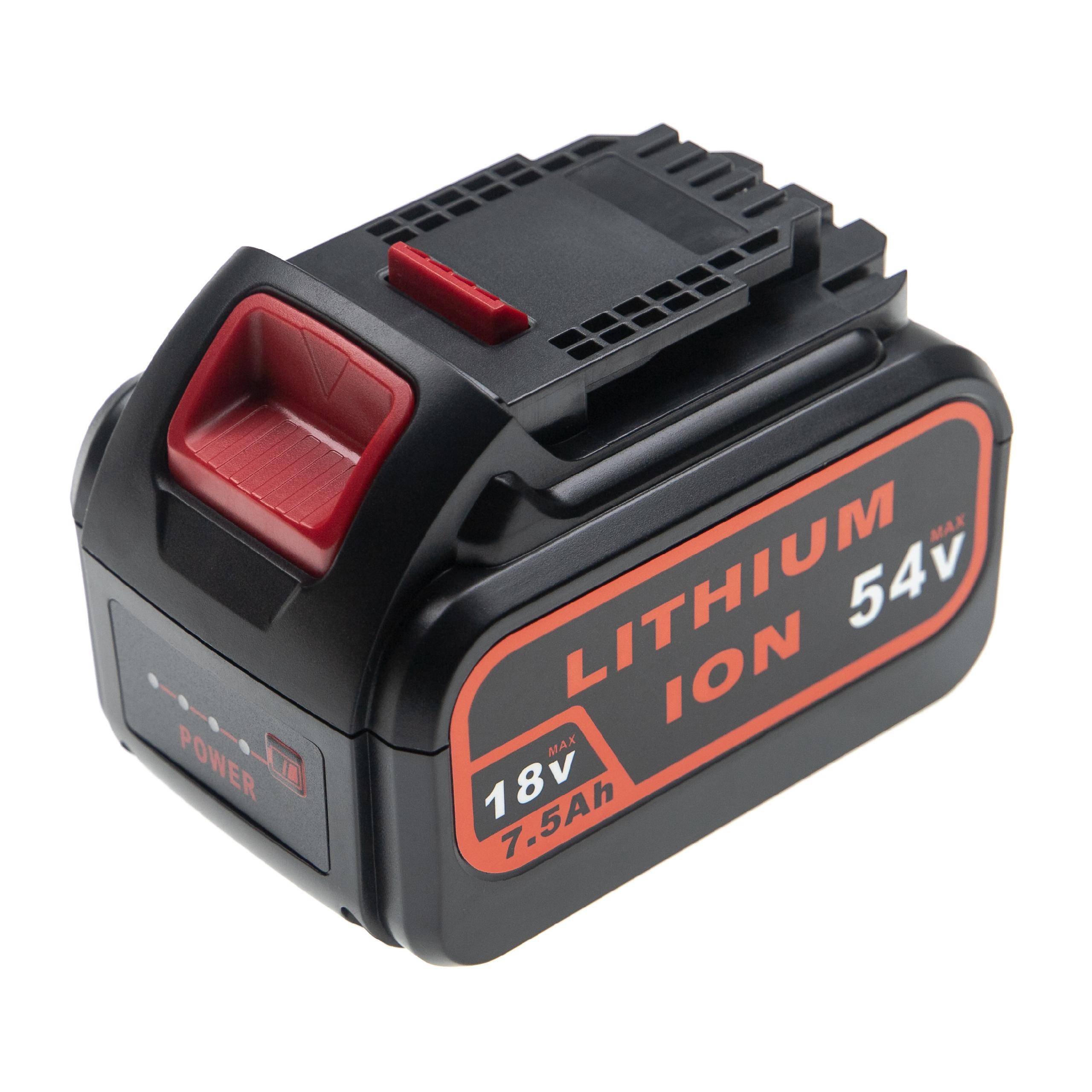 vhbw Akku kompatibel mit DeWalt CL3.C18S, DCD740, DCD740B, DCD771, DCD776 Elektrowerkzeug (7500 mAh, Li-Ion, 18 V / 54 V)