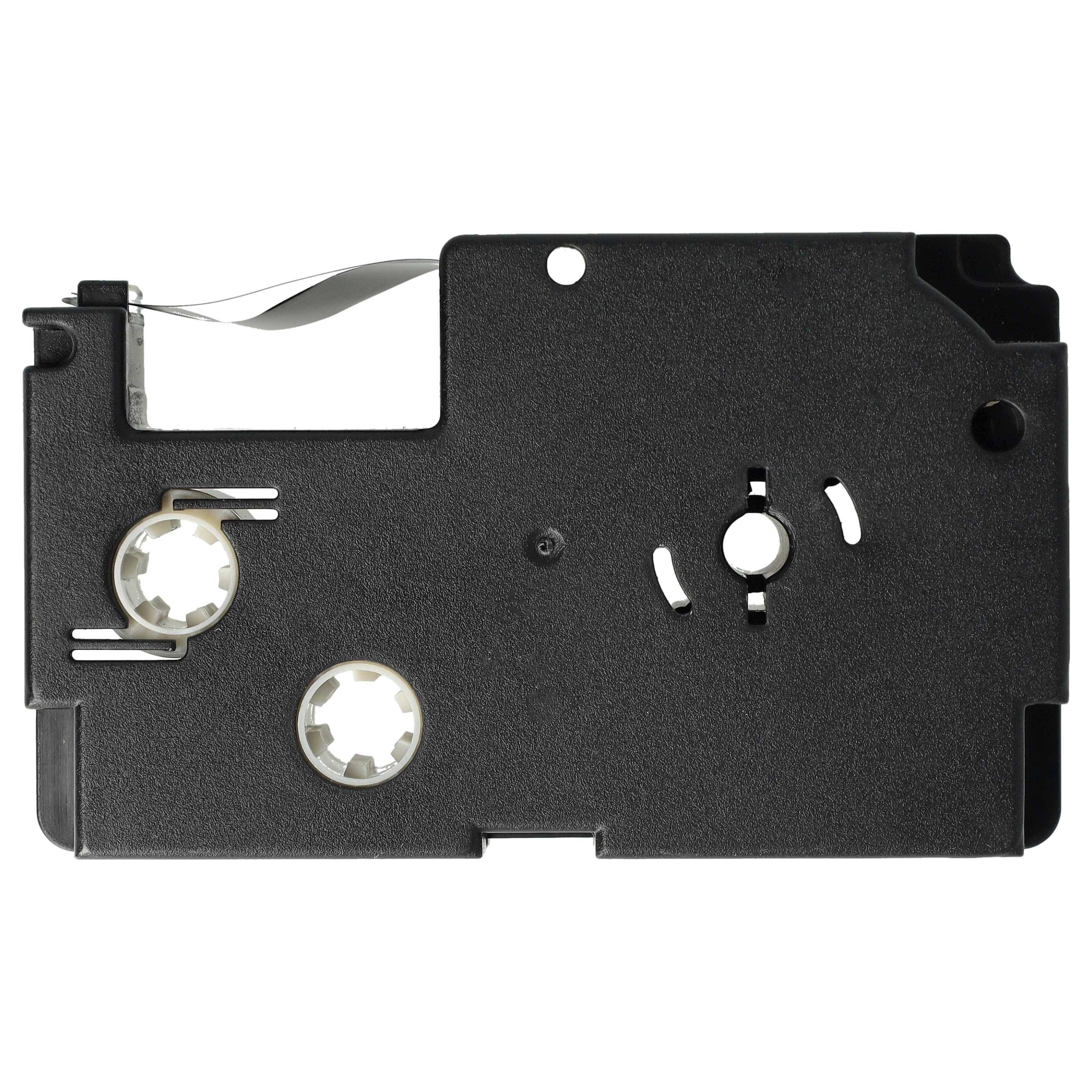 vhbw Schriftband-Kassette kompatibel mit Casio KL-C500, KL-8200, KL-P1000, KL-HD1, KL-G2 Etiketten-Drucker 8m x 12mm Schwarz auf Silber