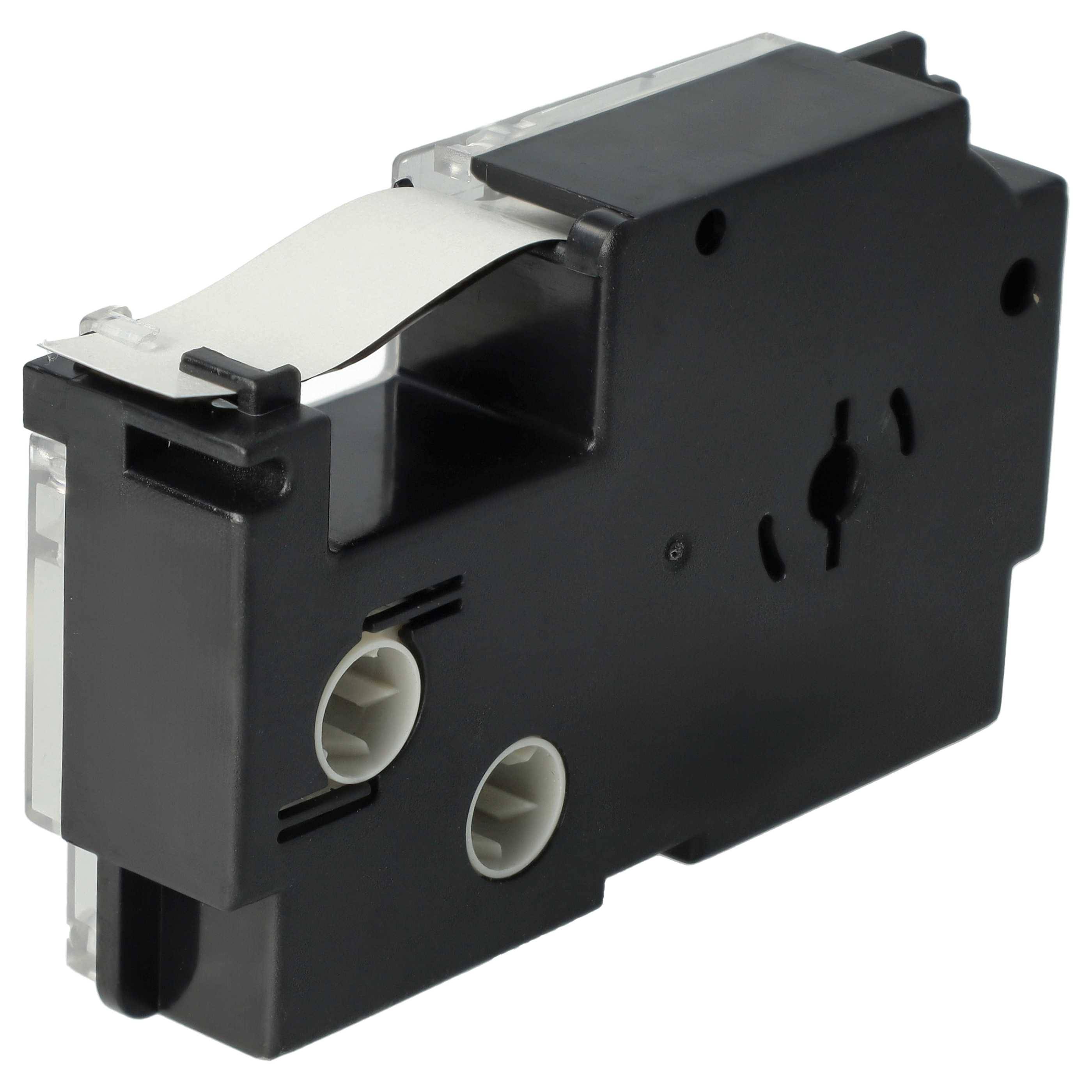 vhbw Schriftband-Kassette kompatibel mit Casio KL-750E, KL-8100, KL-7400, KL-820, KL-780, KL-7200 Etiketten-Drucker 8m x 12mm Schwarz auf Silber