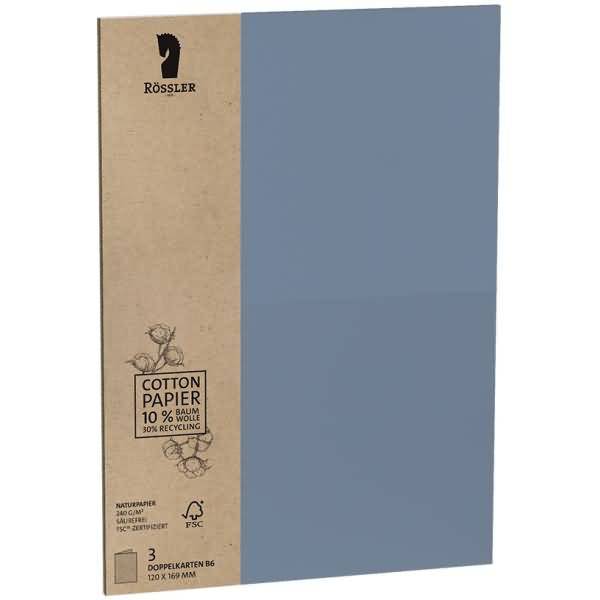 Karte B6 hoch doppelt VE=3 Stück 240 g/qm plan Terra Denim