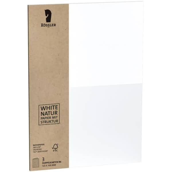 Karte B6 hoch doppelt VE=3 Stück 240 g/qm plan Cotton weiß