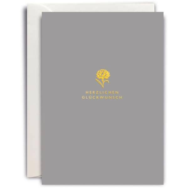 Grußkarte B6 hoch Gold Herzlichen Glückwunsch