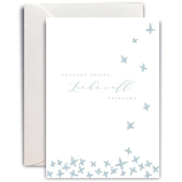 Trauerkarte MP B6 hoch Fliegende Blüten Trauern heißt