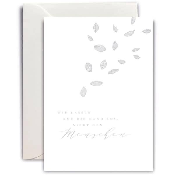 Trauerkarte MP B6 hoch Blätter im Wind Wir lassen nur
