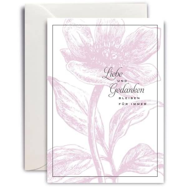 Trauerkarte MP B6 hoch Klassische Blume Liebe und