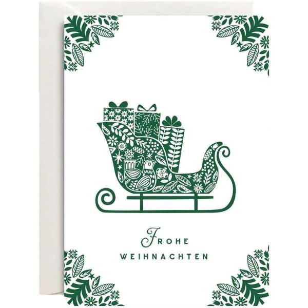 Weihnachtskarte MP B6 hoch Schlitten