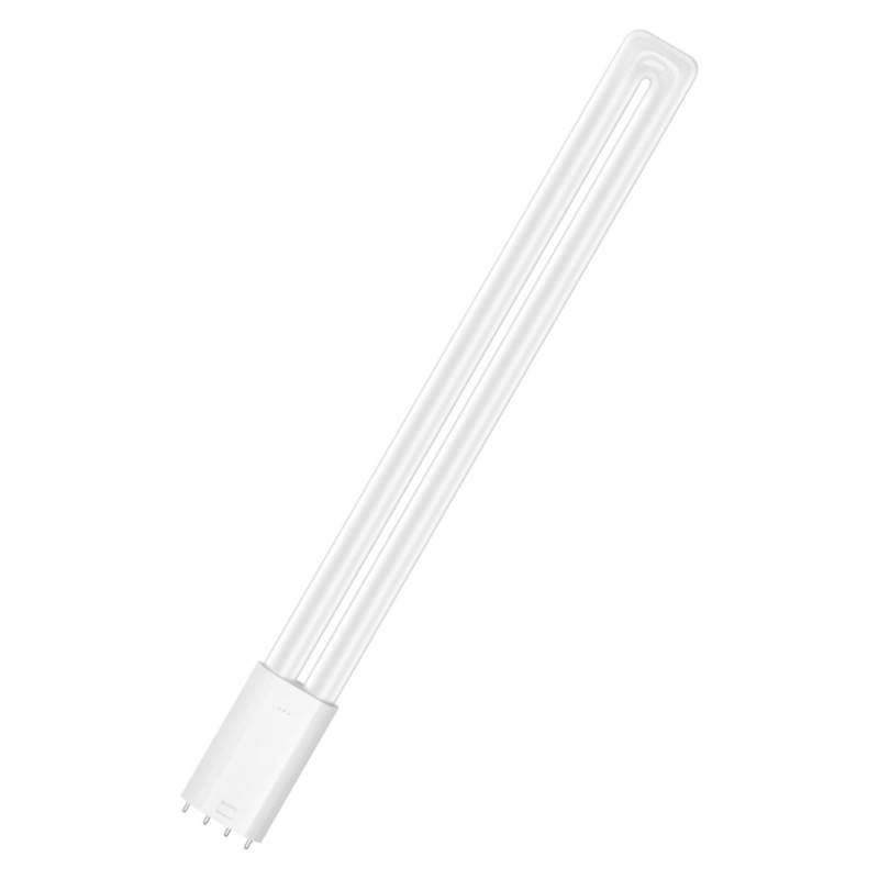 Eine Kompaktleuchtstofflampe (KLL) mit einem langen, schlanken U-förmigen Rohr und einem Vierpins-Sockel, die für energieeffiziente Beleuchtung verwendet wird.