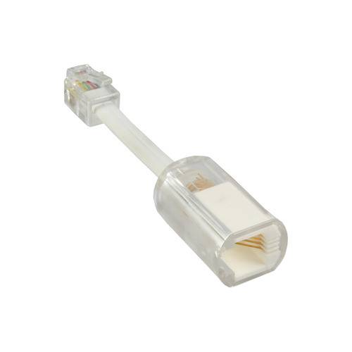 Ein DSL-Filter mit RJ11-Anschlüssen zur Trennung von Sprach- und Datensignalen für Internetverbindungen.