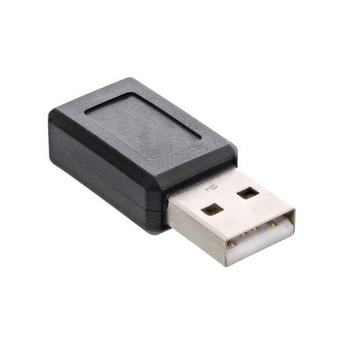 Ein schwarzer USB-zu-PS/2-Adapter, der zum Verbinden einer USB-Maus oder Tastatur mit einem PS/2-Anschluss auf älteren Computern oder Geräten verwendet wird.