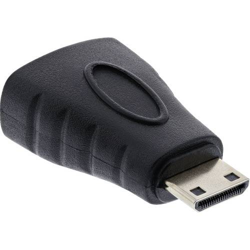Ein schwarzer HDMI-zu-DisplayPort-Adapter mit einer strukturierten Oberfläche und einem rechteckigen Anschluss an einem Ende.