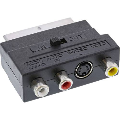 InLine® Scart Adapter, (in/out) an 3x Cinch Buchse und 1x S-VHS Adapter / Konverter Audio / Video