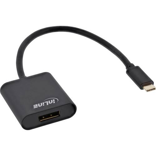 Ein schwarzes USB-C-zu-HDMI-Adapterkabel, das zum Anschließen von Geräten mit USB-C-Anschluss an HDMI-Displays konzipiert ist und seine kompakte Form zeigt.