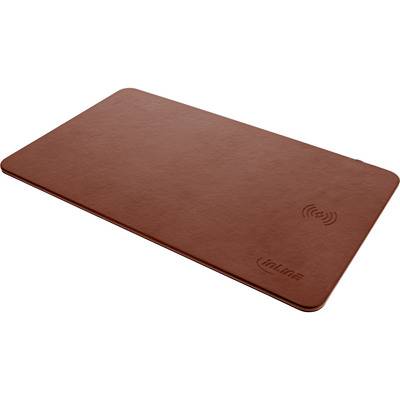 InLine Maus-Pad, Wireless Charging (Qi), Kunstleder, 370x225x7mm, braun - 55496