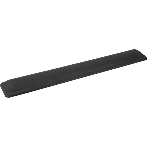 Ein schwarz designtes ergonomisches Handgelenkstützkissen für Tastaturen, das die Handgelenke unterstützt und die Belastung beim Tippen reduziert.