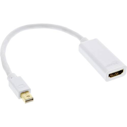 Ein weißes Mini DisplayPort-auf-HDMI-Adapterkabel zur Verbindung von Geräten mit Mini DisplayPort mit Displays mit HDMI-Eingang.