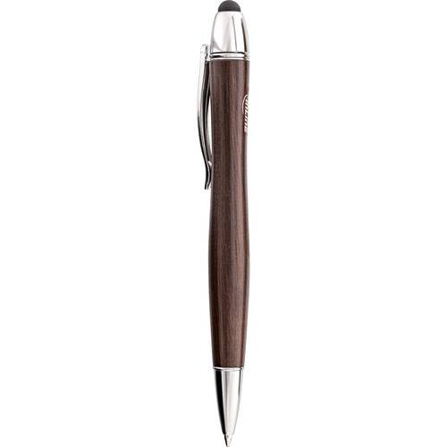Ein Stift mit polierten Holzoberfläche und Chromakzenten, mit Clip zur einfachen Befestigung.