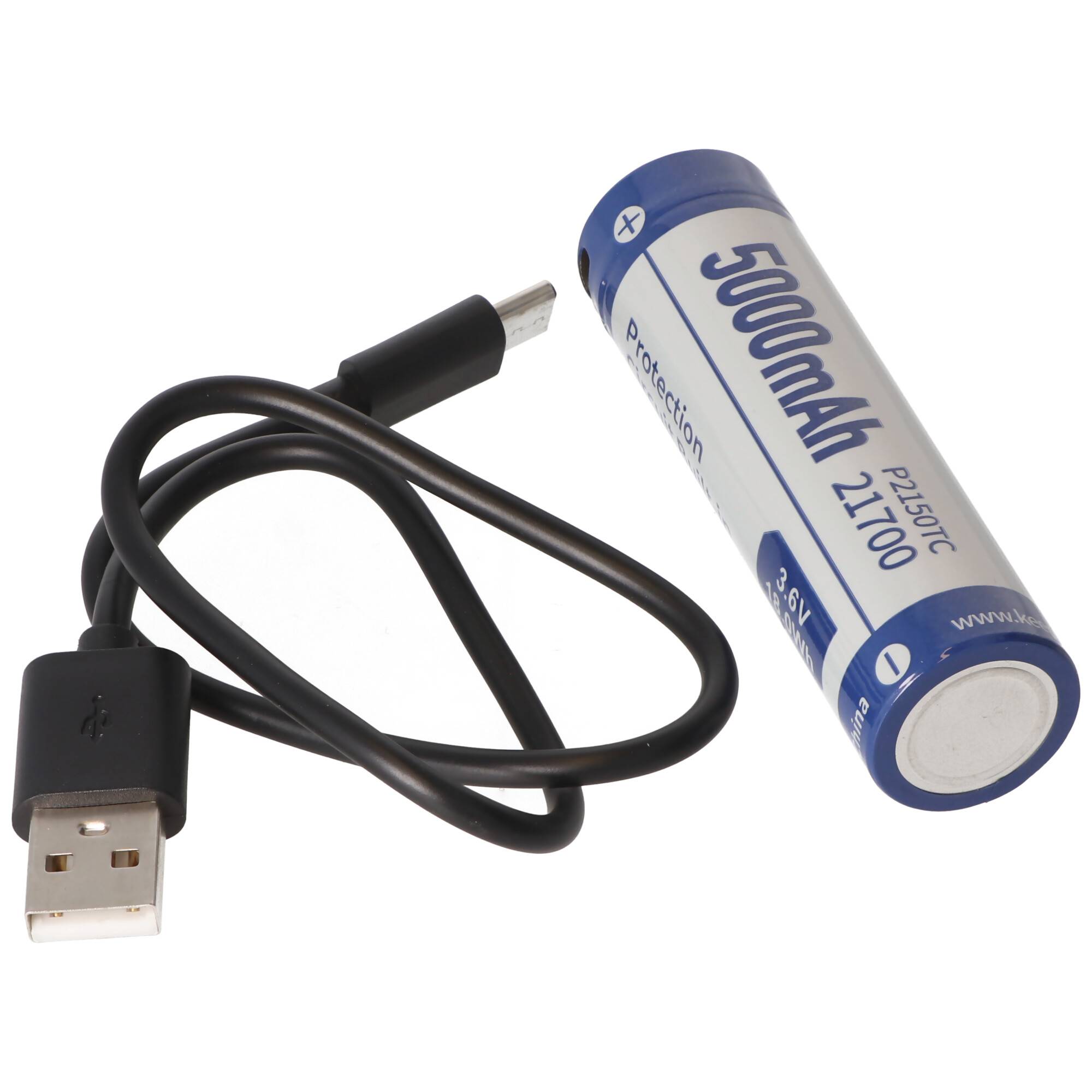 2 Stück 21700 Li-ion Akku 5000mAh 3,7V - 3,7V 76,2x21,4mm mit PCB Schutz inkl. USB-C Lademöglichkeit