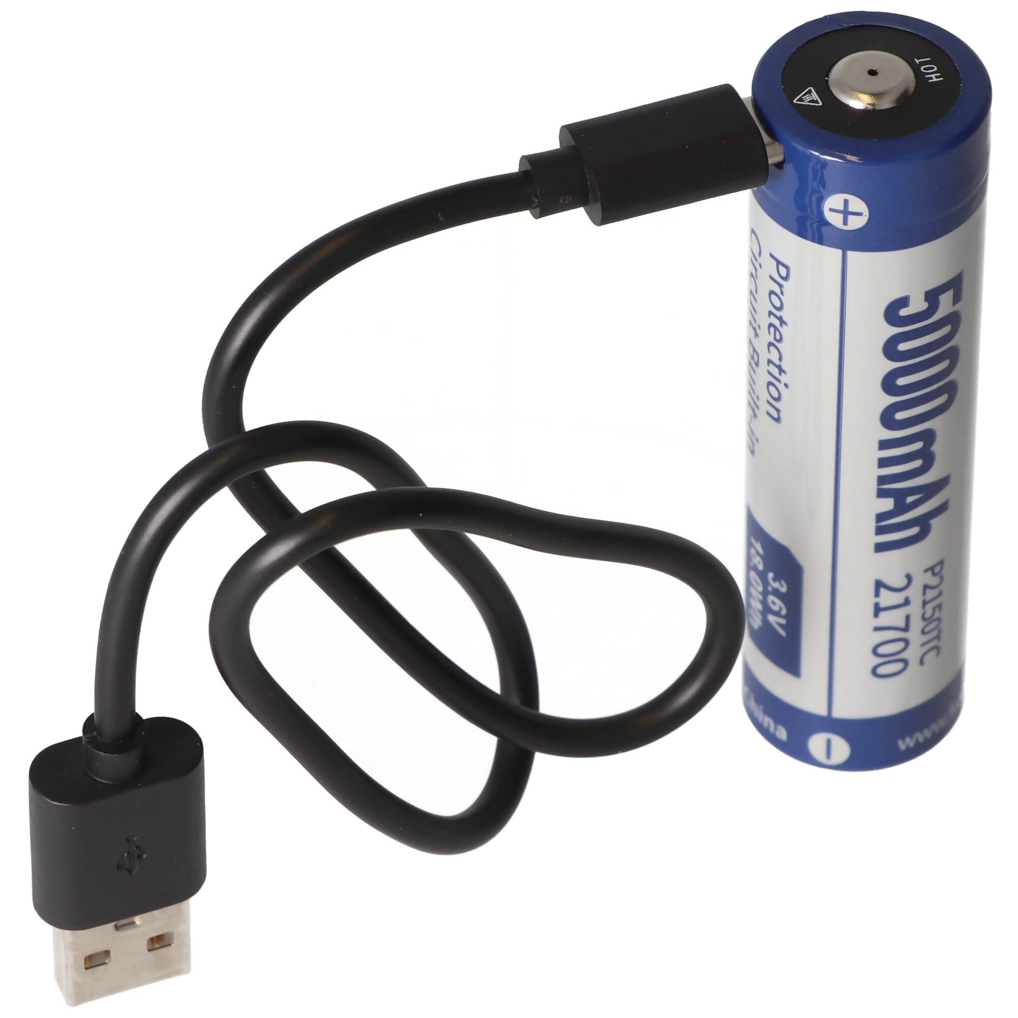 21700 Li-ion Akku 5000mAh Li-Ionen 3,7V - 3,6V 76,2x21,4mm mit PCB Schutz inkl. USB-C Lademöglichkeit P2150TC (ohne Kabe