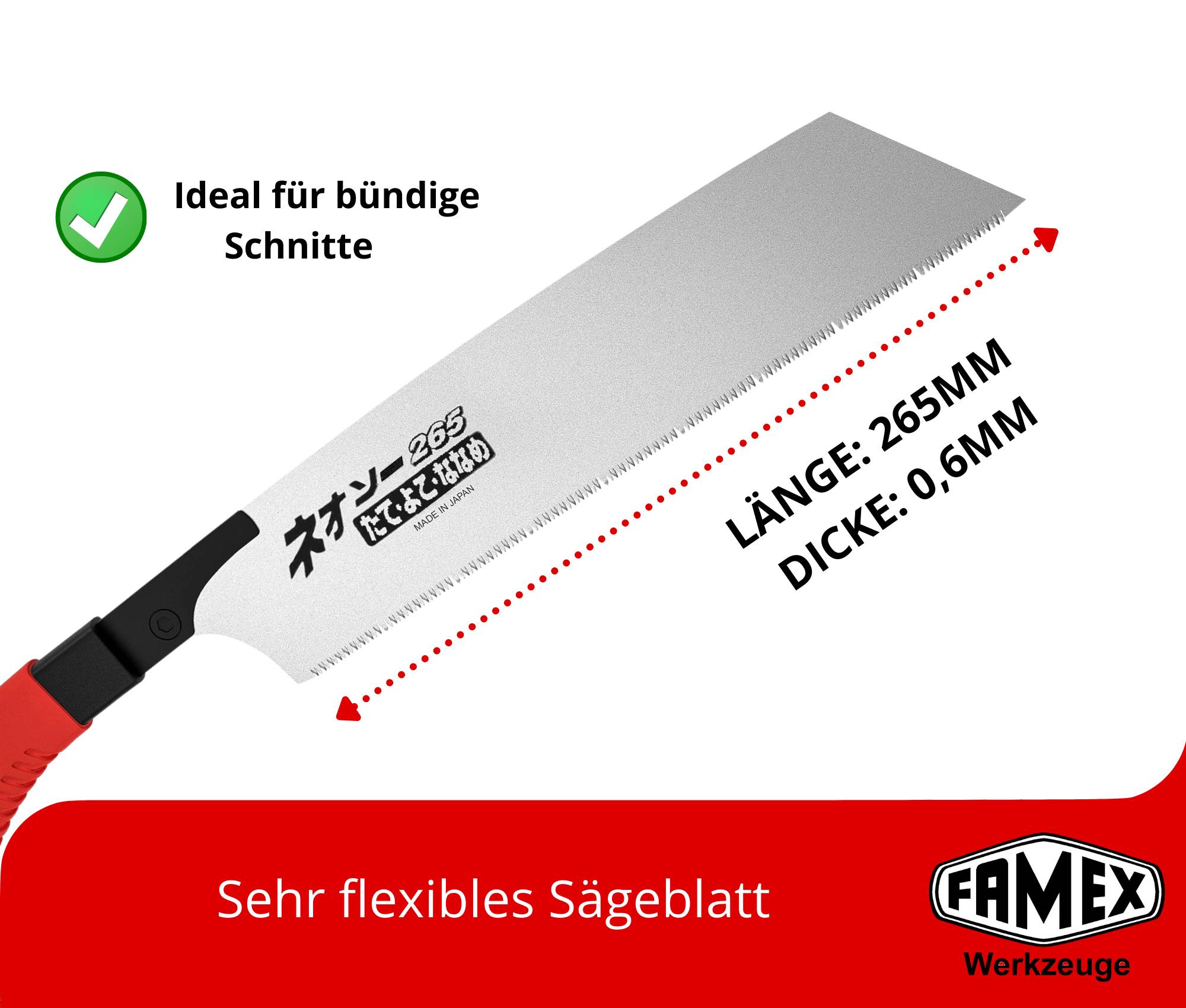 FAMEX 5547 Profi Japansäge Kataba 265mm - 15 Zähne pro Zoll - PROFESSIONAL