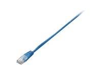 Blaues Ethernet-Kabel mit RJ45-Stecker auf weißem Hintergrund.