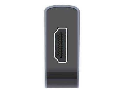 Nahaufnahme eines HDMI-Anschlusses an einem Gerät, die die trapezförmige Anschlussöffnung zeigt.