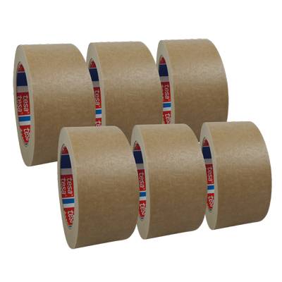 6 Rollen tesa 4713, Papierklebeband, Papier Packband, braun