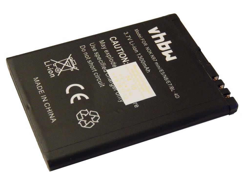 Li-Ion-Akku - 1300mAh (3.7V) für Handy, Smartphone, Telefon wie Nokia BL-4DBea-Fon SL340Binatone HZTBL-4D-01Brondi W6, Z