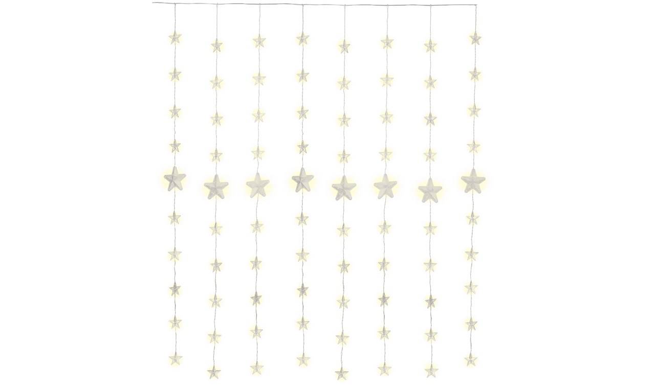Goobay 80er LED-Sternenvorhang - mit Fernbedienung, Timer-Funktion, 8 Leuchtmodi, Dimmer und 31 V-Außentrafo, warm-weiß