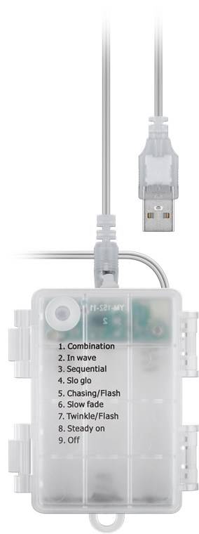 Goobay 300er LED-Lichtervorhang - mit Fernbedienung, Timer-Funktion, 8 Leuchtmodi, Dimmer, USB- und Batteriebetrieb, war