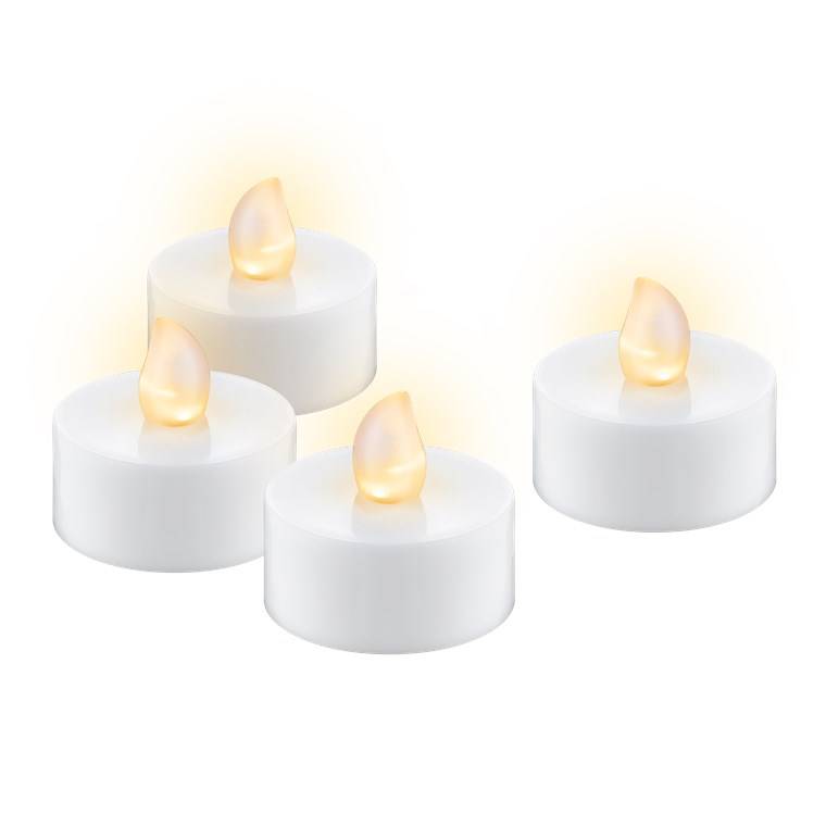 Goobay 4er-Set LED-Teelichter mit Timer, weiß - mit Timerfunktion und flackernder Flamme, batteriebetrieben, warmweiß (2