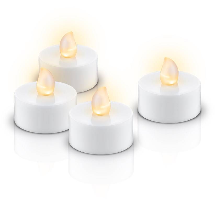 Goobay 4er-Set LED-Teelichter mit Timer, weiß - mit Timerfunktion und flackernder Flamme, batteriebetrieben, warmweiß (2