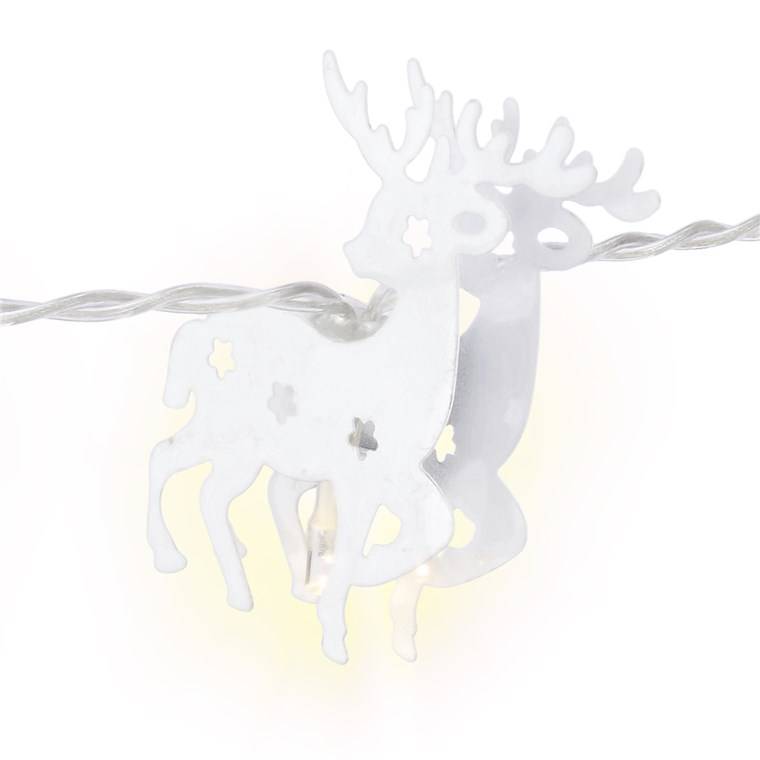 Goobay 10er LED-Lichterkette "Rentier", weiß - mit Timer-Funktion, warm-weiß (3000 K), batteriebetrieben