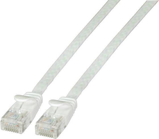 RJ45 Flachpatchkabel Cat.6A U/UTP PVC, weiß 0,5m Kupferverkabelung Patchkabel