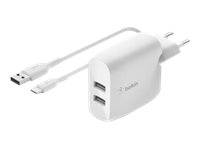 Belkin BoostCharge - Netzteil - 24 Watt - 2 Ausgabeanschlussstellen (USB)