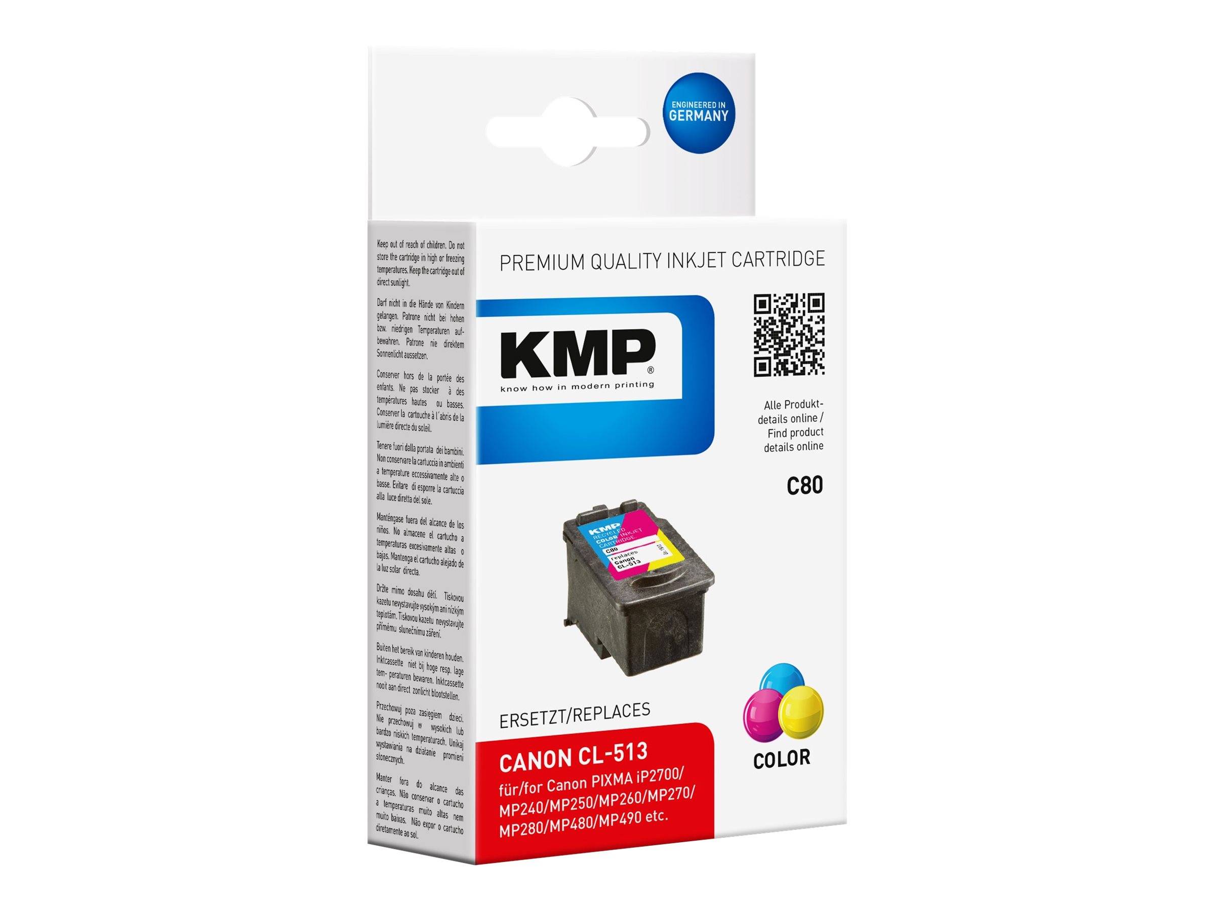 KMP C80 - 13 ml - Farbe (Cyan, Magenta, Gelb) - kompatibel - Tintenpatrone (Alternative zu: Canon CL-513, Canon 2971B001)