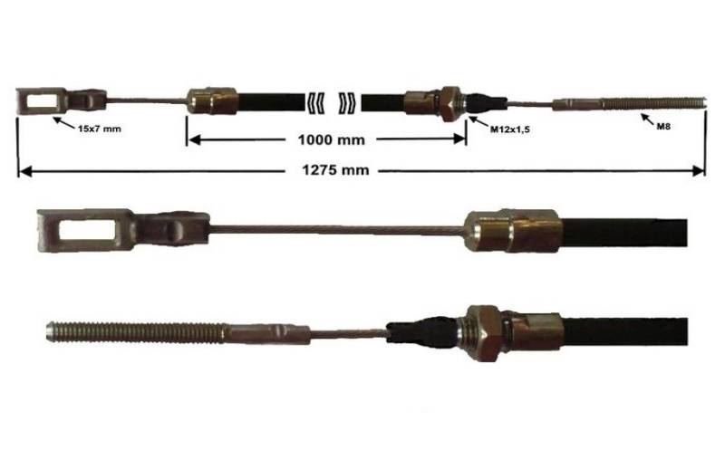 1 Stück - Bremsseil für Peitz HL:1000mm - GL:1275 mm + Gabelkopf