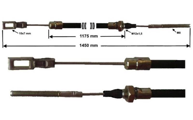 1 Stück - Bremsseil für Peitz - HL: 1175mm - GL: 1450 mm + Gabelkopf