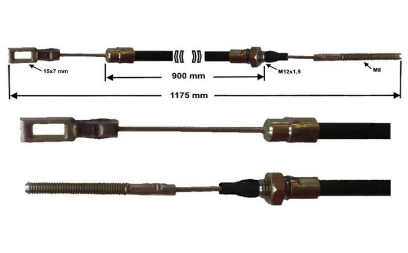1 Stück - Bremsseil für Peitz - HL:900mm - GL:1175 mm + Gabelkopf