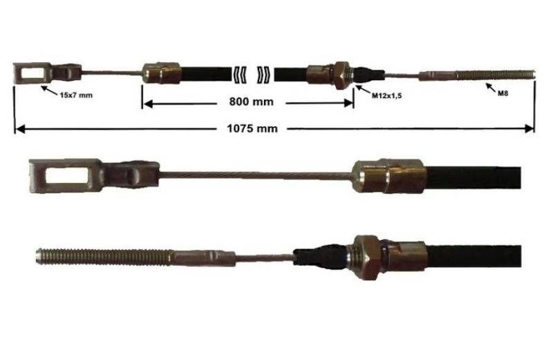 1 Stück - Bremsseil für Peitz - HL: 800mm - GL:1075 mm + Gabelkopf