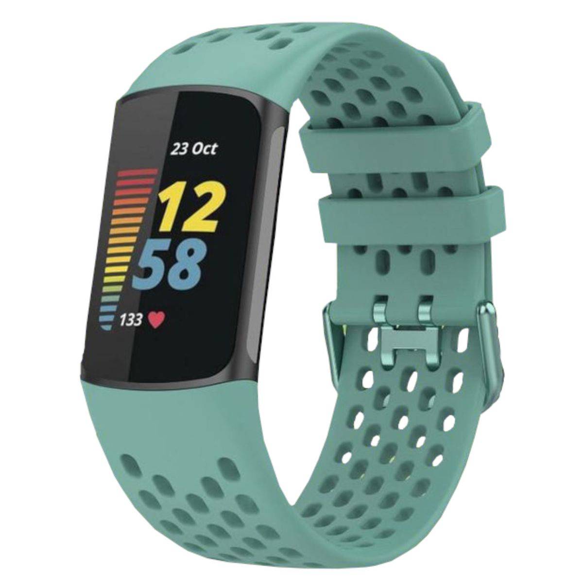 Für Fitbit Charge 6 / 5 Silikon Uhr Watch Smart Sport Armband Grün