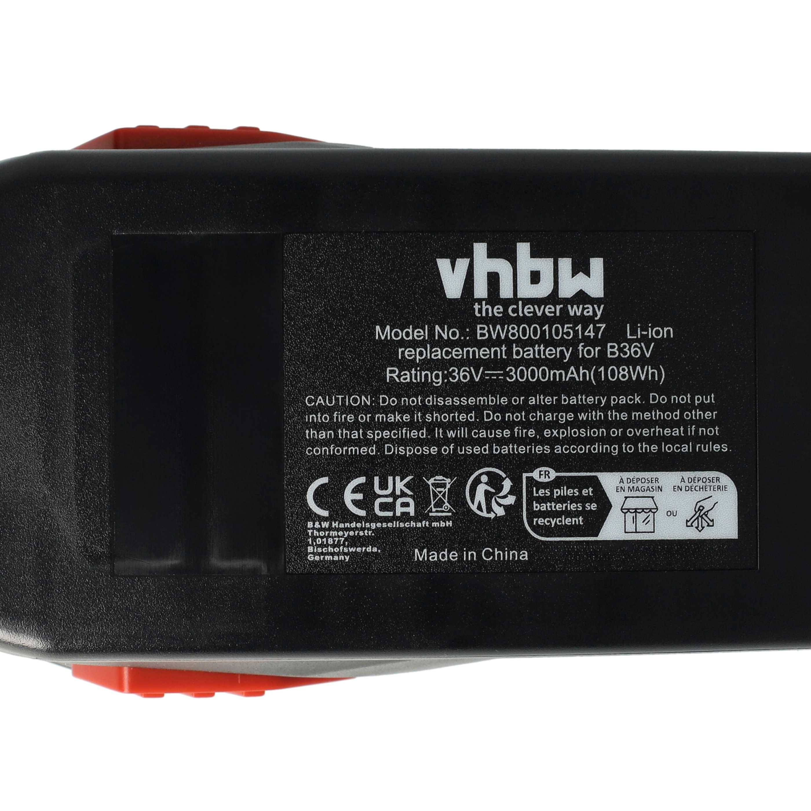 vhbw 2x Akku kompatibel mit Hilti WSC 7.25-A36 Werkzeug (3000 mAh, Li-Ion, 36 V)