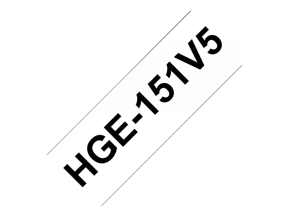 Brother HGE-151V5 - Schwarz auf durchsichtig - Rolle (2,4 cm x 8 m)